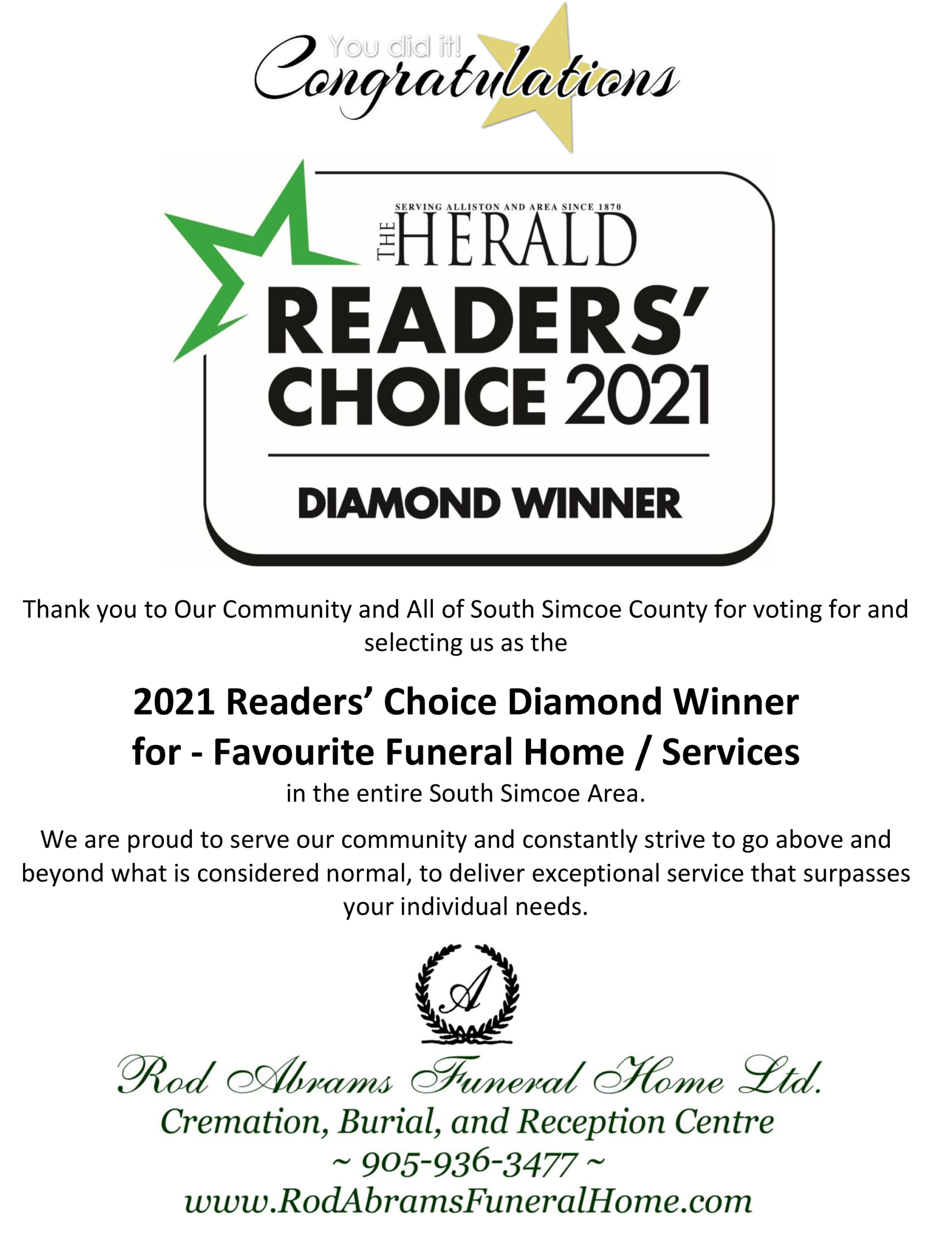 Thank you Reader Choice Award 2021